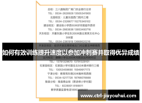 如何有效训练提升速度以参加冲刺赛并取得优异成绩